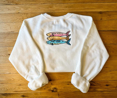 Embroidered Fish Sweatshirt | Colorful Sardine Crewneck | Coastal Unisex Pullover | Marine Life Gift | Fishing Sweater | Ocean Lover Apparel